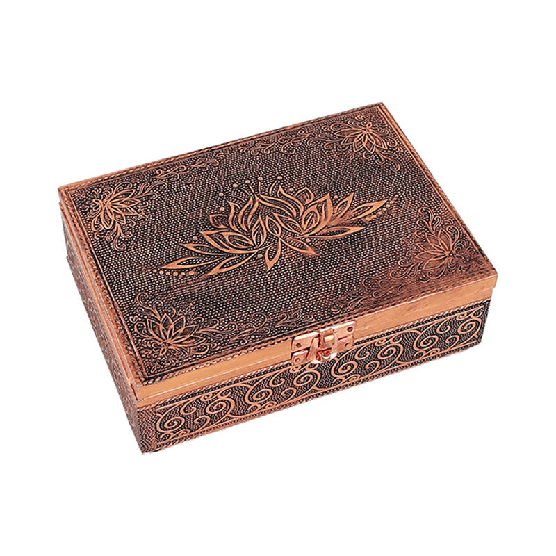 Lotus Tarot Box – Silver or Copper Finish with Lined Interior