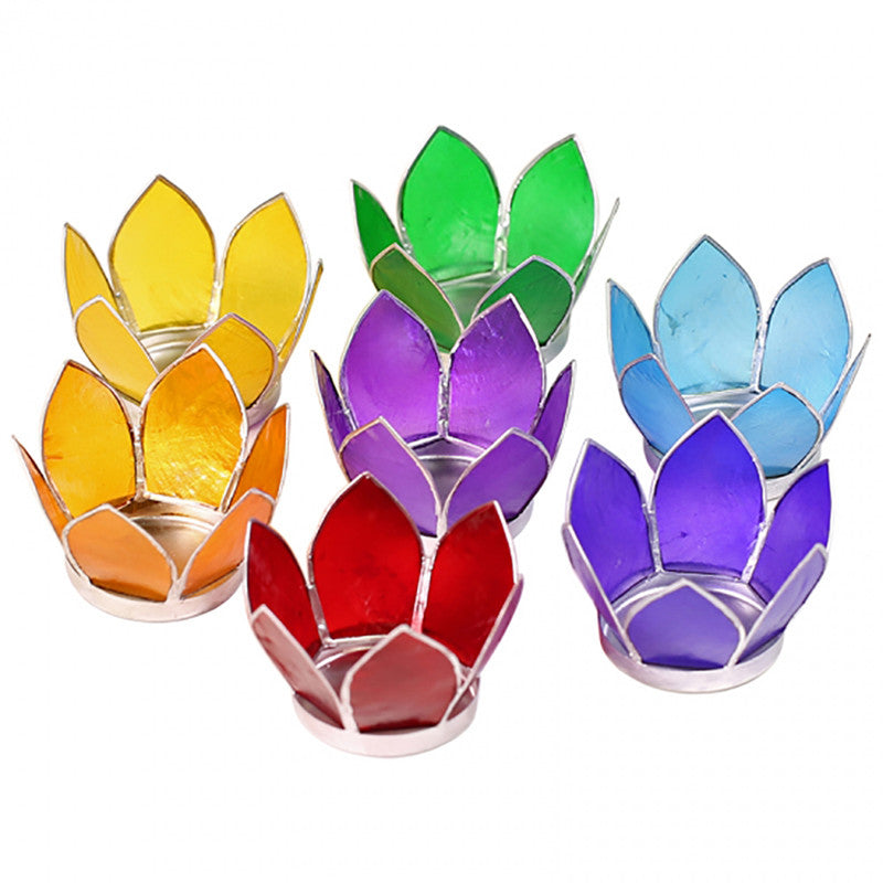 Capiz Shell Lotus Tealight Holders – Sacred Light in Colorful Petals